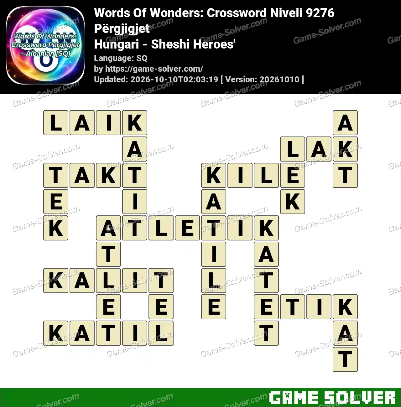 Words Of Wonders: Crossword Niveli 9276 Përgjigjet – Hungari – Sheshi Heroes’